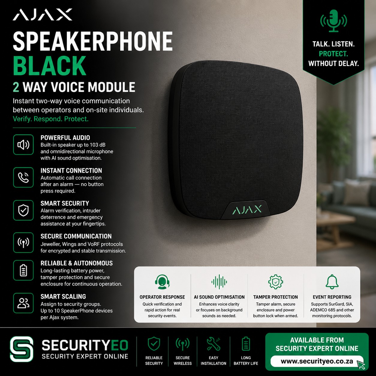 AJAX Speaker Phone -2 way voice module sold on Security Online