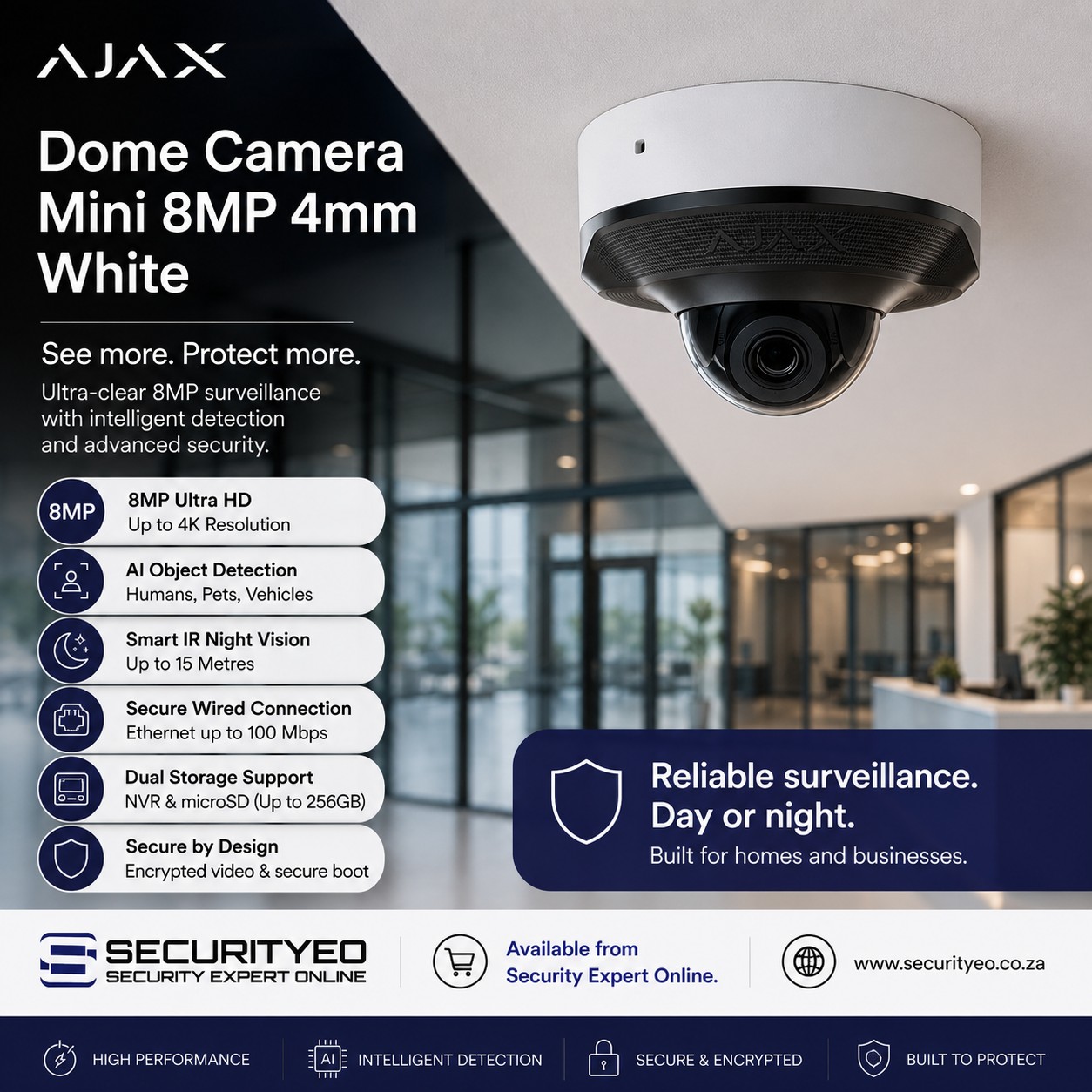Ajax DomeCam Mini 8MP 4mm White - Image 2