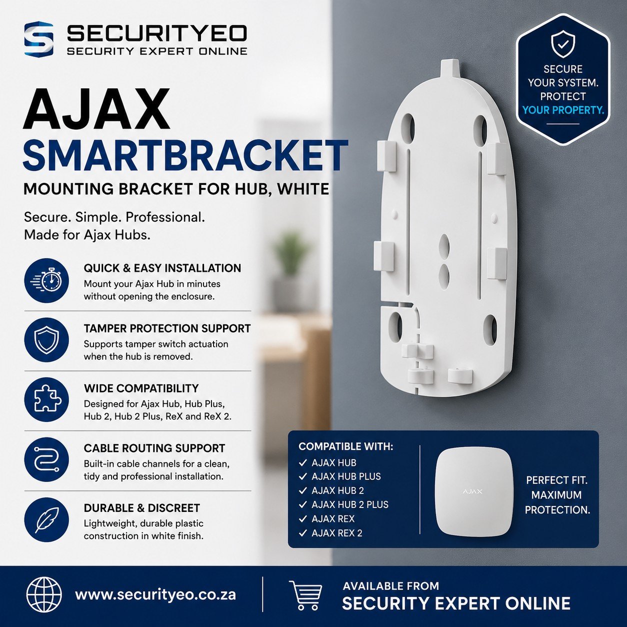Ajax SmartBracket Mounting Bracket for Hub White - Image 2
