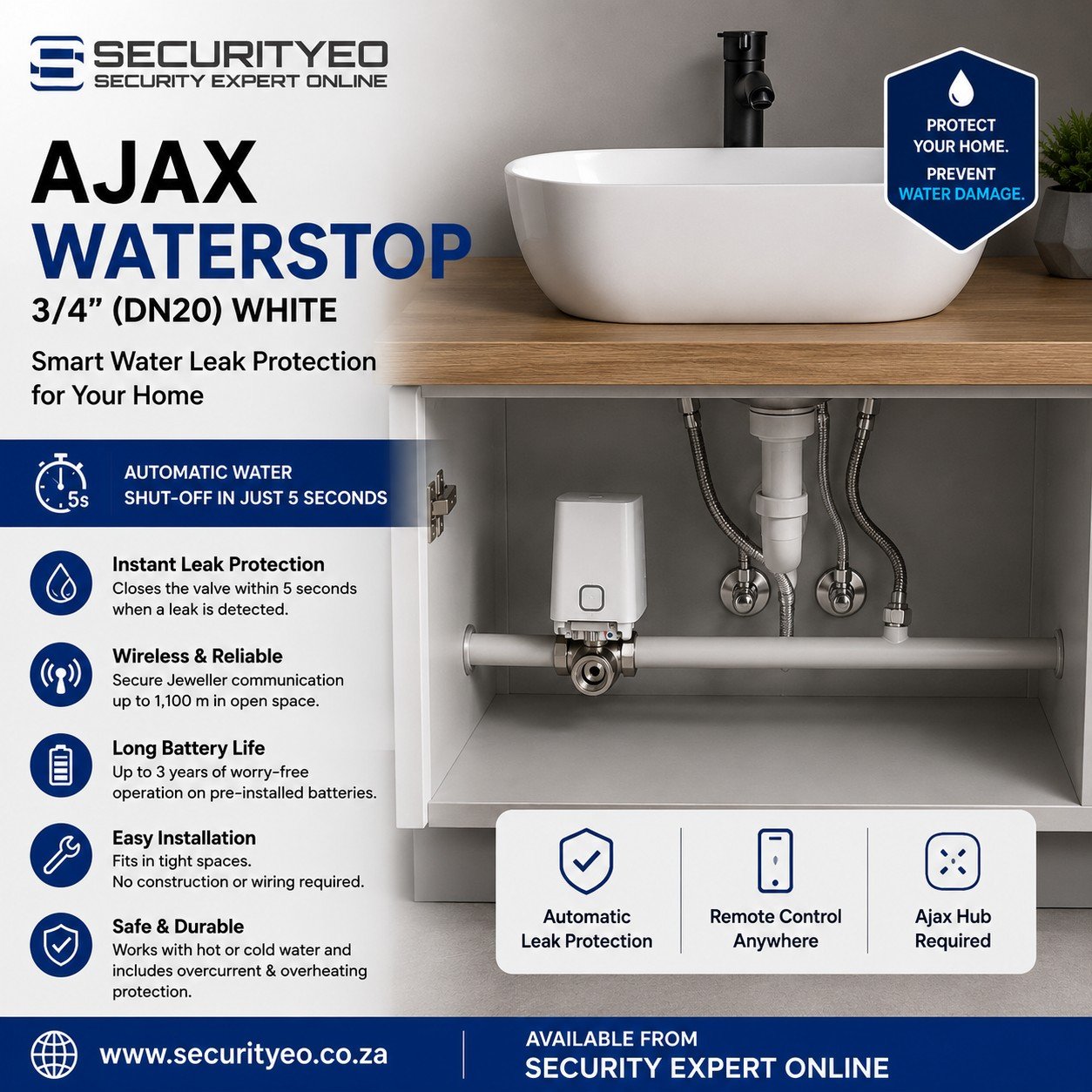 Ajax WaterStop 3/4 (DN20) White - Image 2