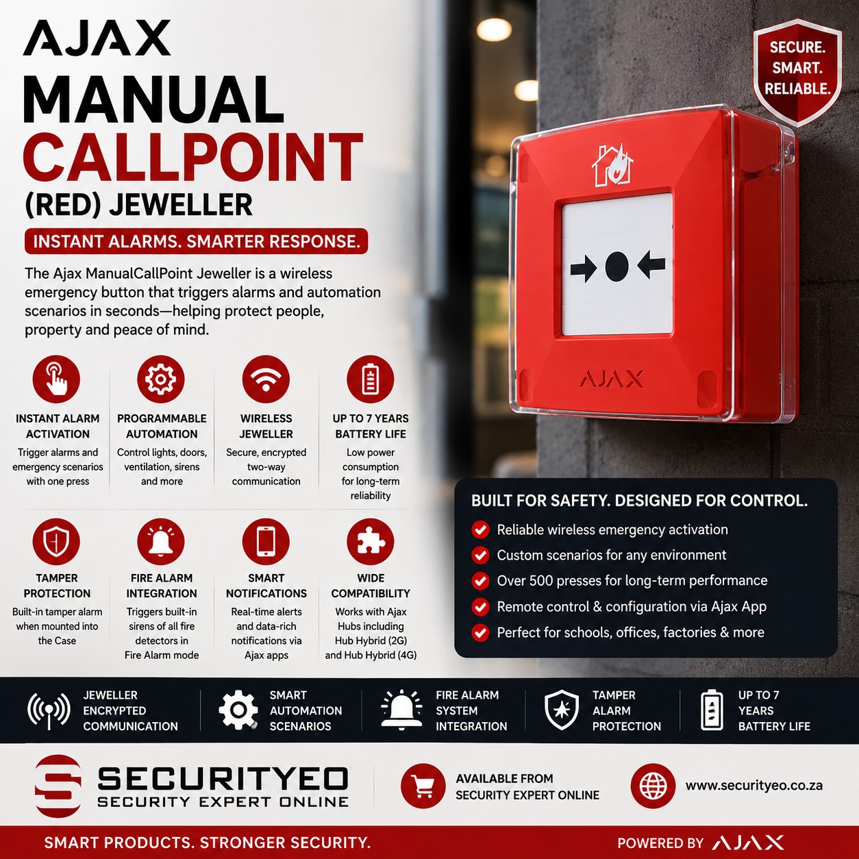 AJAX Manual Call Point Jeweller sold on Security Online