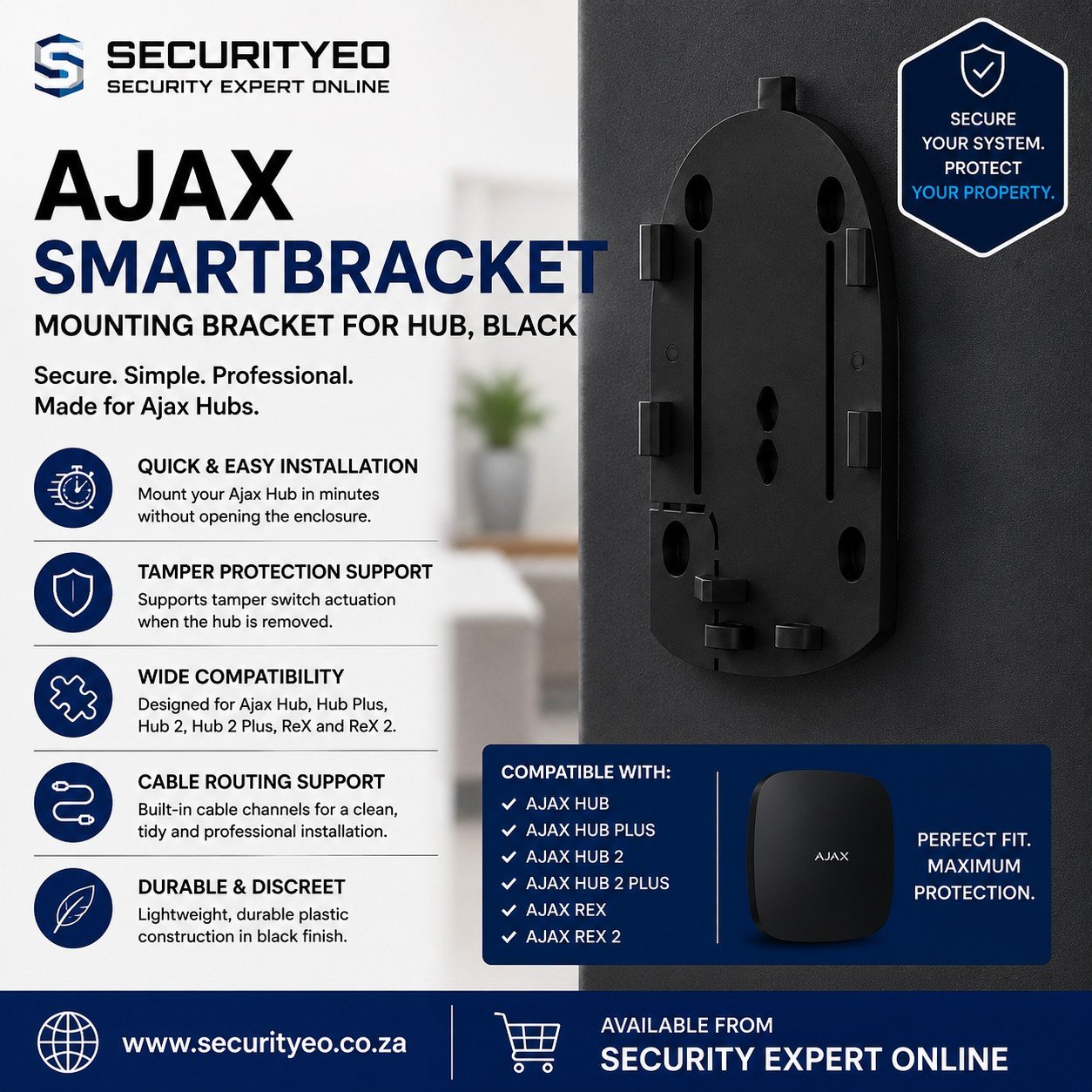 Ajax SmartBracket Mounting Bracket for Hub Black - Image 2