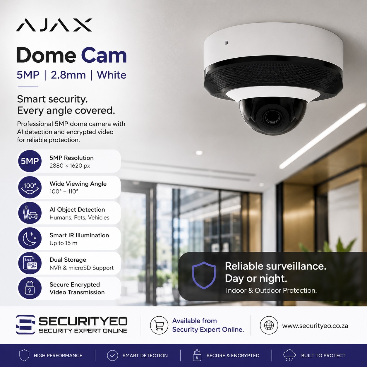 Ajax DomeCam Mini 5MP 2.8MM White - Image 2