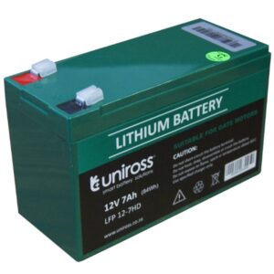 Uniross 12v 7ah HD Lithium Battery sold on Security Online