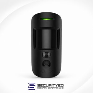 Ajax MotionCam Black wireless motion detector featuring photo verification and advanced motion sensing technology.