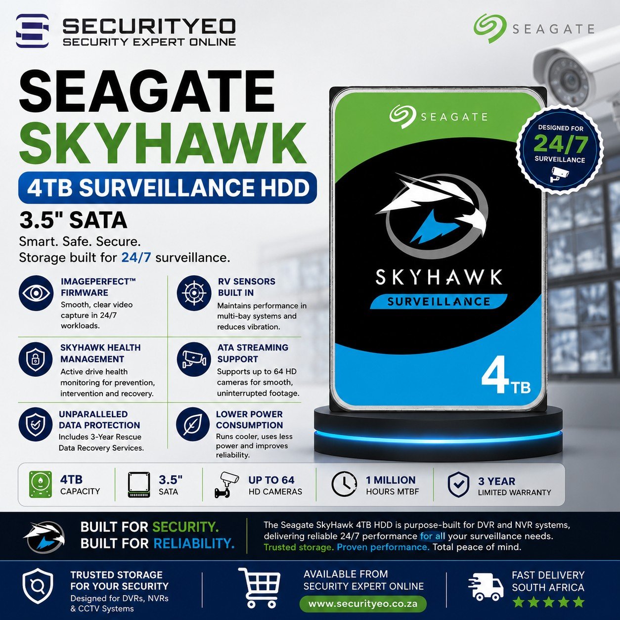 Seagate 4TB SkyHawk Surveillance HDD 3.5" SATA - Image 2