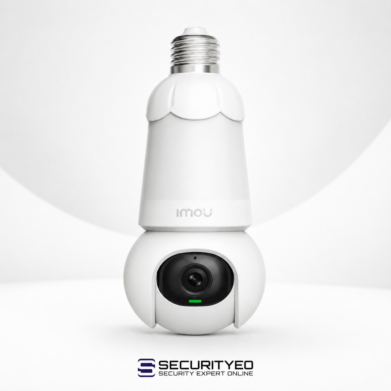 Close-up of IMOU Bulb Camera lens and spotlight