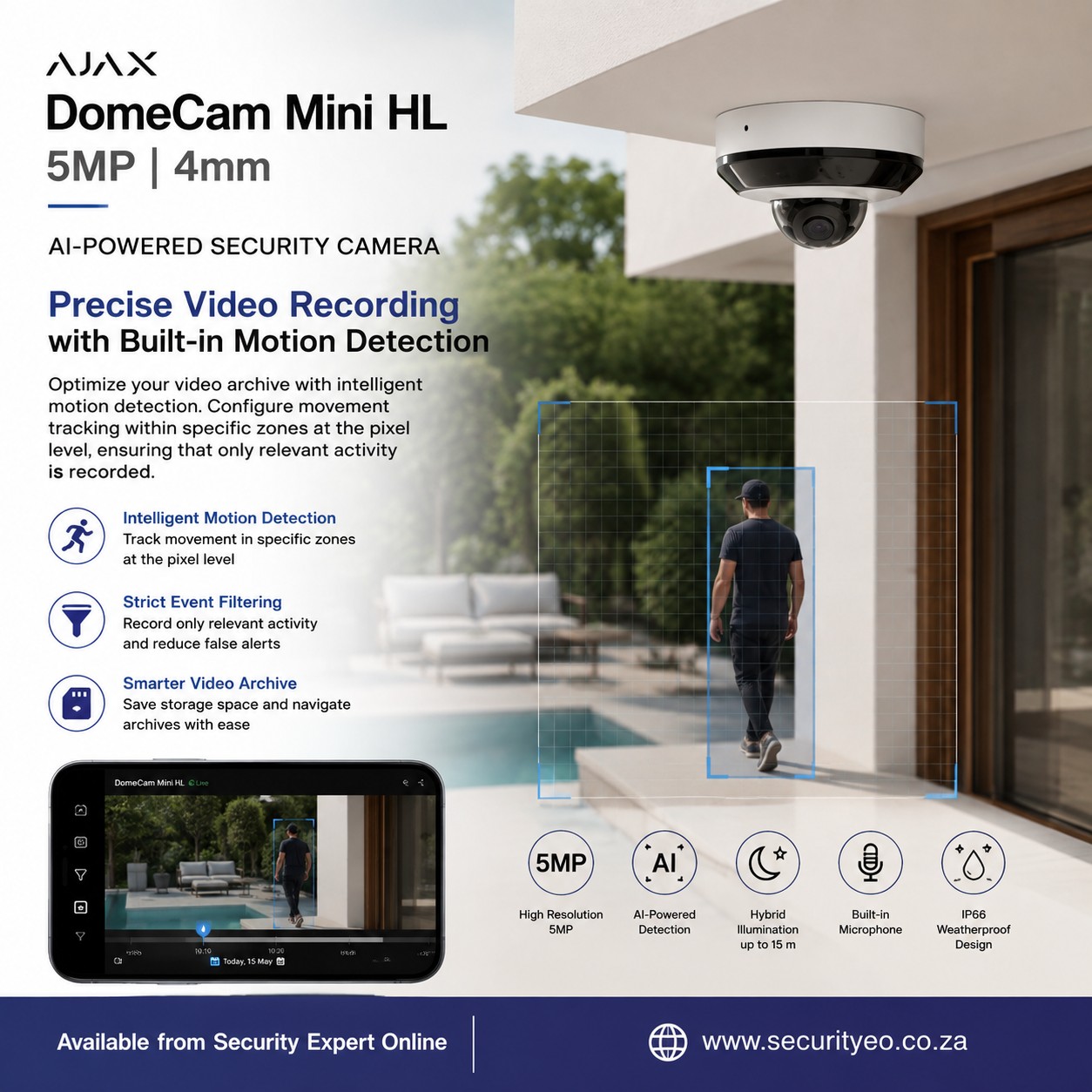 Ajax DomeCam Mini HL 5MP 4mm White - Image 3