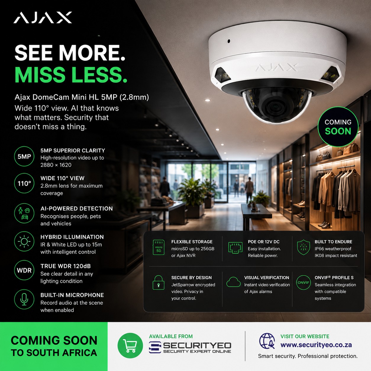Ajax DomeCam Mini HL 5MP 2.8mm White - Image 2