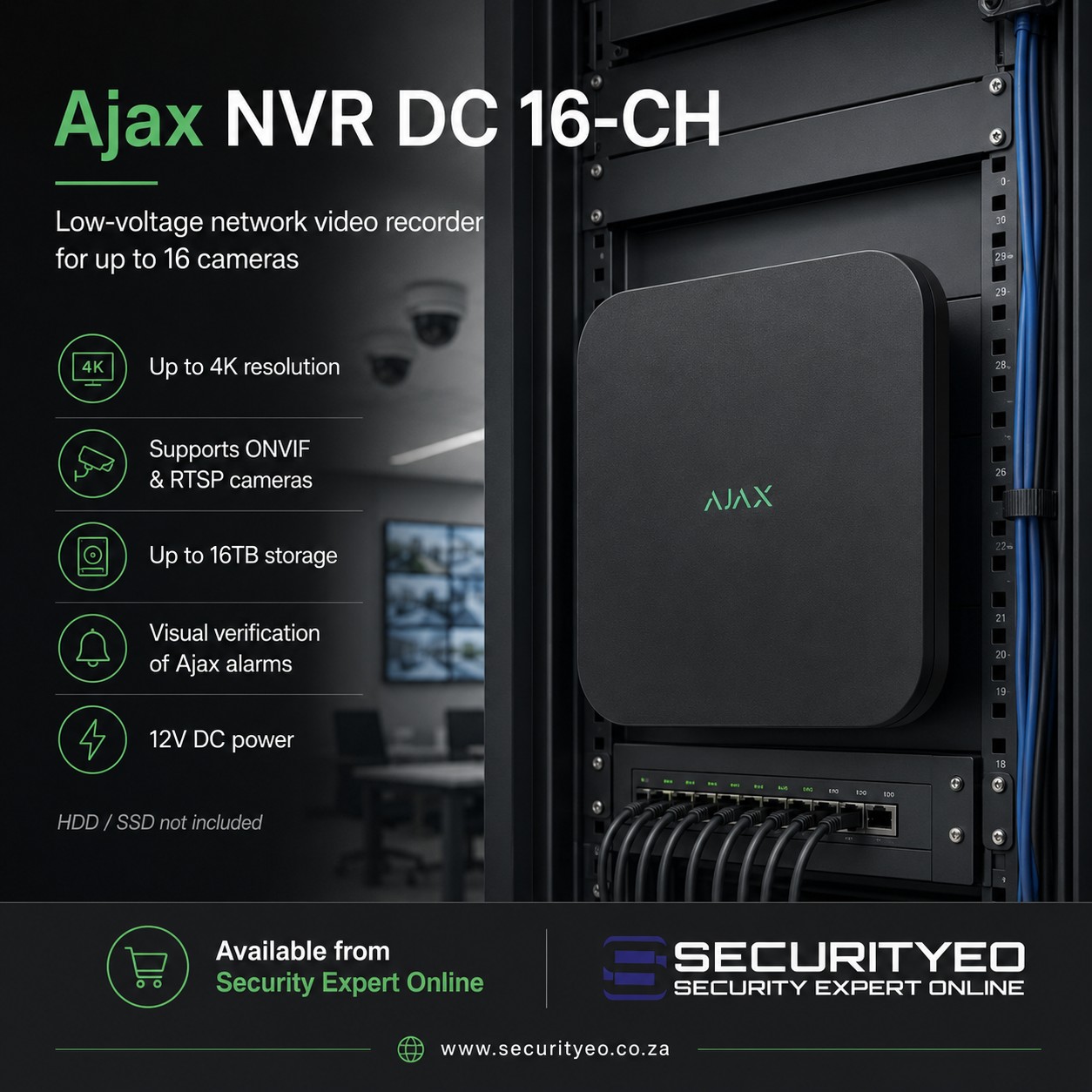 Ajax NVR DC 16-Channel 12V Black - Image 2