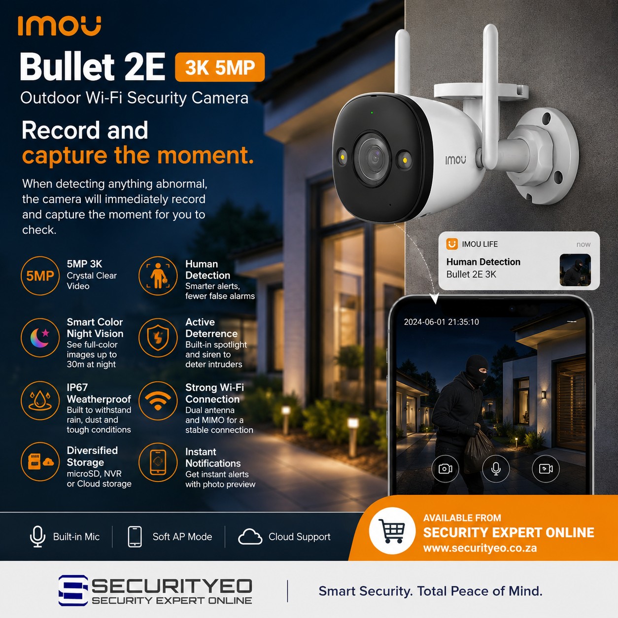 IMOU Bullet 2E 3K 5MP Outdoor Wi-Fi Security Camera - Image 2
